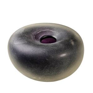 Hand Blown Encased Purple Frosted Art Glass Oil Lamp Candle Signed DHR